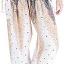 Lannaclothesdesign Women's Smocked Waist Boho Flowy Yoga Harem Pants Hippie Clothes, XL