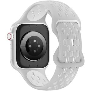 Sport Silicone Bands Compatible with Apple Watch Band 46mm 45mm 44mm 42mm 49mm 41mm 40mm 38mm, Breathable Soft Strap Replacement Wristband for iWatch Ultra 2 Series 10 9 8 7 SE 6 5 4 3 2 1 Men Women, Set of 2