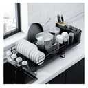 Kitsure Large Dish Drying Rack - Extendable Dish Rack, Multifunctional Dish Rack for Kitchen Counter, Anti-Rust Dish Drainers with Cutlery & Cup Holders 19.2"-26.7" L x 12.9" W, Black