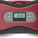 Portable Bluetooth CD Boombox with Digital FM Radio (Red)