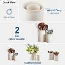 LOVECASA Utensil Holder, 7.2"+5.4" Ceramic Utensil Holder for Countertop, Large Cooking Utensil Crocks for Kitchen Counter, Farmhouse Utensil Vase for Housewarming, Kitchen Decor, Set of 2, Oasis