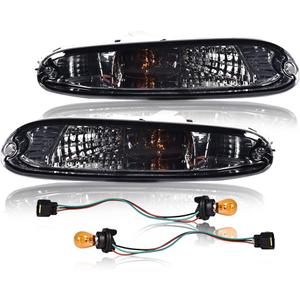 PIT66 Smoked Turn Signal Lights, Compatible with Mazda MX-5 Miata 1990-1997 W/Bulbs Smoked Lens Left Driver Side and Right Passenger Side Halogen
