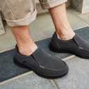 XPACS Men's Orthopedic Comfy Slippers, Stylish Arch Support Casual Shoes for Plantar Fasciitis Recovery, Non Slip Canvas Shoes for Heel and Foot Pain Relief (9.5, W2-black)