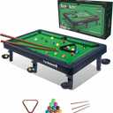 Mini Pool Table Toy  Portable Billiards Game Table for Kids & Adults, Desktop Billiard with Balls & Sticks, Family Game Night Gift for Boys Girls (Black & Green)
