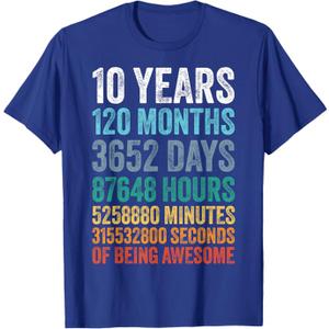 10 Year Old Bday Decorations Son Boy 10yr 10th Birthday T-Shirt, Large