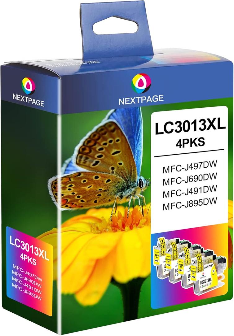NEXTPAGE LC3013 LC3013XL Yellow Ink Cartridges Replacement for Brother LC-3013XL Work with Brother MFC-J491DW MFC-J497DW MFC-J690DW MFC-J895DW Printer (LC3013XLY 4 Pack)