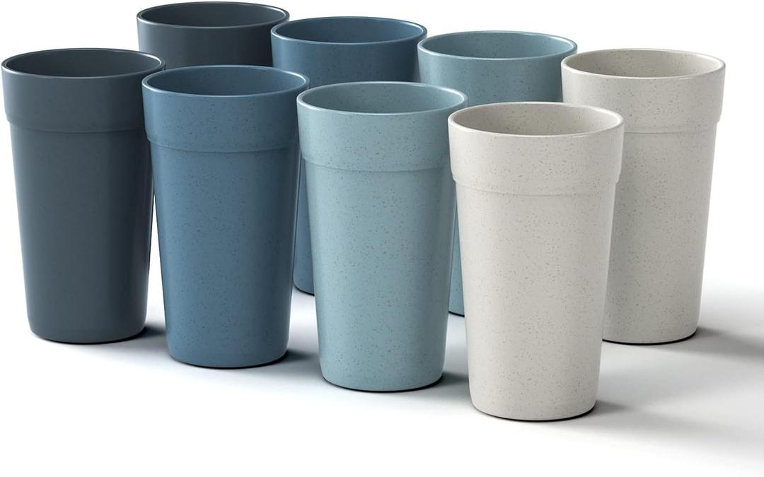 Homestockplus 20 Oz Tumbler Cups,Unbreakable Drinking Cups Microwave and Dishwasher Safe BPA Free E-Co Friendly Reusable Cup For Smoothies,Water,Wine,Alcohol Etc. Drinks, Set of 8