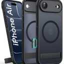 BXYJY for iPhone 17 Air Magnetic Case with Stand, Camera Control Button, Compatible with MagSafe, Full Lens Protection, Rugged Military Grade Drop, Hard Translucent Matte Slim Case for 17 Air, Black