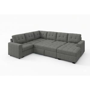 HONBAY Sleeper Sofa Bed with Storage Chaise, Sectional Couch with Pull Out Bed, U Shaped Sectional Sleeper Sofa Couch, Grey