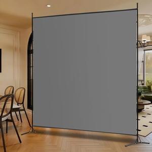 Carivia Room Divider - 6 Ft Single Panel, 69''W x 70''H Freestanding Privacy Screen for Room Separation, Portable Partition in Grey