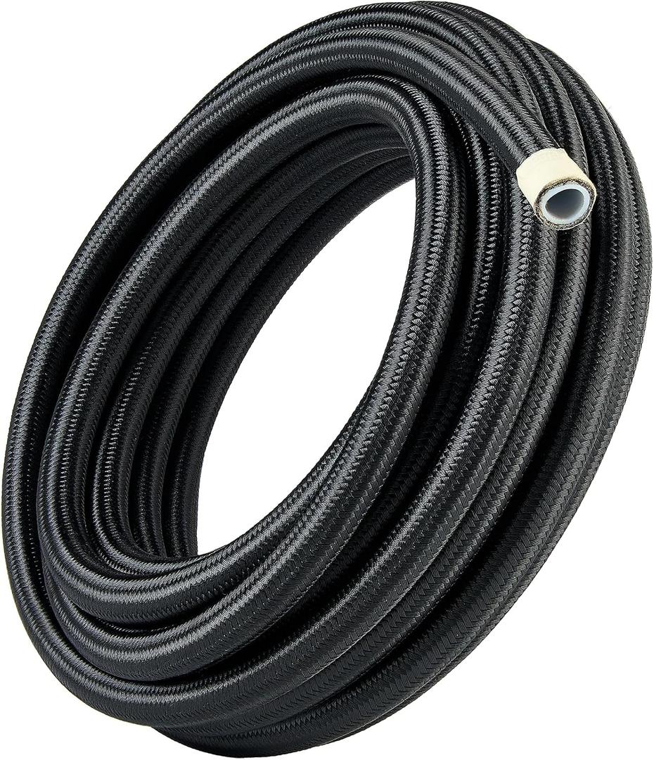 EVIL ENERGY 8AN PTFE Fuel Hose Line, AN8 Fuel Line E85 Nylon Braided 20FT Black