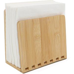 Bamboo Napkin Holder, Adjustable Wood Storage Rack for Dining Room, Picnic, Kitchen Table Indoor Outdoor - Dispenser for Table (Original))
