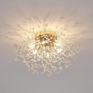 CM MZY 6-Light Sputnik Flush Mount Ceiling Light Fixture, Modern Gold Crystal Firework Ceiling Lights, Close to Ceiling Lamp for Bedroom Kitchen Hallway Entryway Bathroom, Gold
