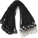 Lanyards Safety Black Lanyards Neck Flat Premium Breakaway Badge Lanyard with J-Hook for ID Nametag Badge Holder (Black, 50 PCS)