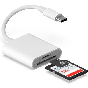 2 x USB C SD Card Reader for iPhone 17/16/15, Android, Digital Camera Adapter iPhone, Sd Card Adapter for More Type C/USB-C Devices