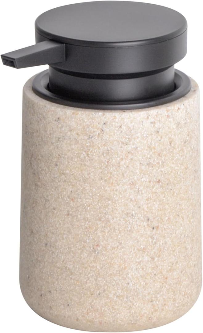 Liquid Soap Dispenser with Easy-to-Press Pump, 10 oz Refillable Hand Soap Dispenser with Extended Spout for Bathroom Kitchen Dish Lotion, Modern Stone Texture (Beige)