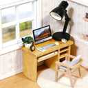 Hiawbon 11PCS 1:12 Scale Miniature Office Furniture Set, Miniature Office Table and Chair, Mini Simulation Desktop Computer with Mouse Keyboard Model Simulation Accessories for Mini House