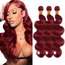 Burgundy Bundles Burgundy Body Wave Bundles 20 22 24 Inch Mixed Length 3 Bundles Wine Red Color
