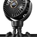 KIDEE Mini Stroller Fan, Portable Baby Fans Battery Operated, LED Display with 3 Speeds, Small Clip on Fan Desk Fan USB Rechargeable, Personal Handheld Fans for Outdoor Travel, Children Gift (Black)