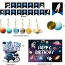 Hombae Outer Space Birthday Party Decorations, Space Themed Party Supplies with Balloons, Backdrop, Dinner & Dessert Plates, Banner, Tablecloth, Cups, Napkins, Cutlery for Kids Birthday