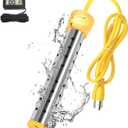Immersion Water Heater,with 304 Stainless Steel Cover Intelligent Temperature Control and Digital LCD Thermometer Portable Bucket Heater Heat 5 Gallons of Water in Minutes
