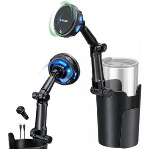 [2026 Upgraded] Qi2 25W Fast Wireless Car Charger with Cooling Fan, Cup Holder Phone Mount with Adjustable Long Arm, Magnetic Fast Charging Holder for iPhone & Android