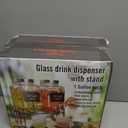 Drink Dispenser,2PACK Glass Drink Dispensers for Parties,1 Gallon Beverage Dispenser with Stand, Stainless Steel Spigot Leak proof, Come with Ice Cylinder, Fruit Tube and 2 Rubber Mats