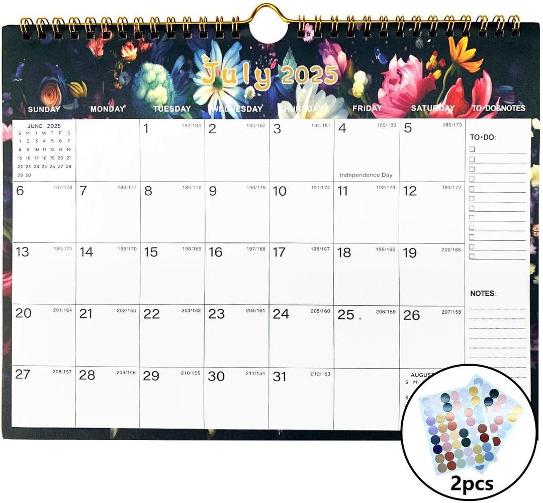 3 x Calendar 2025-2026 - Durable Thick Paper, Includes July 2025 to December 2026, 11 x 8.5 Inches for Home & Office Planning With Holiday Marking Stickers (B)