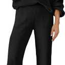 MEROKEETY Women's 2 Piece Outfits Long Sleeve V Neck Knit Pullover Tops and Wide Leg Pant Lounge Set (Black, S)