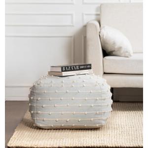 Anji Mountain 100% Handmade & Handcrafted Comfortable Home Dcor Pouf Ottoman Footrest for Living Room, Bedroom, Nursery, Kidsroom, Patio Furniture - (22" x 22" x 16"- Teal,Ivory) (Seaside)