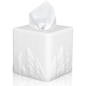Tissue Box Cover Square, Resin Facial Tissue Holder Covers Cube Toilet Paper Holder Case Dispenser Home Decorative for Bathroom Kitchen Bedroom Living Room Office (White)
