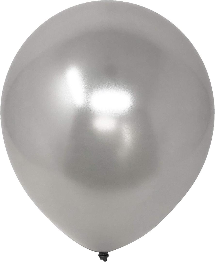 Allgala Latex Balloons for Parties | Helium Grade Bulk Balloon Pack | Ideal for Birthday Party Decorations, Baby Shower, Christmas Party | Colored Balloons for Events | 100ct 12" - Silver