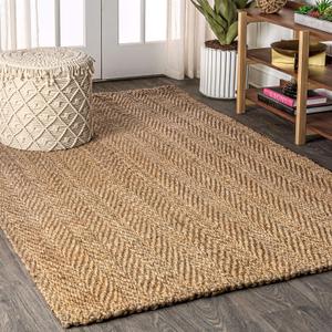 JONATHAN Y Espina Hand Woven Herringbone Chunky Jute Natural Indoor Area Rug, 8x10, Bohemian, Cottage, Easy-Cleaning for Living Room, Bedroom, Kitchen, Pet Friendly, Non-Shedding (NFR101A-8)