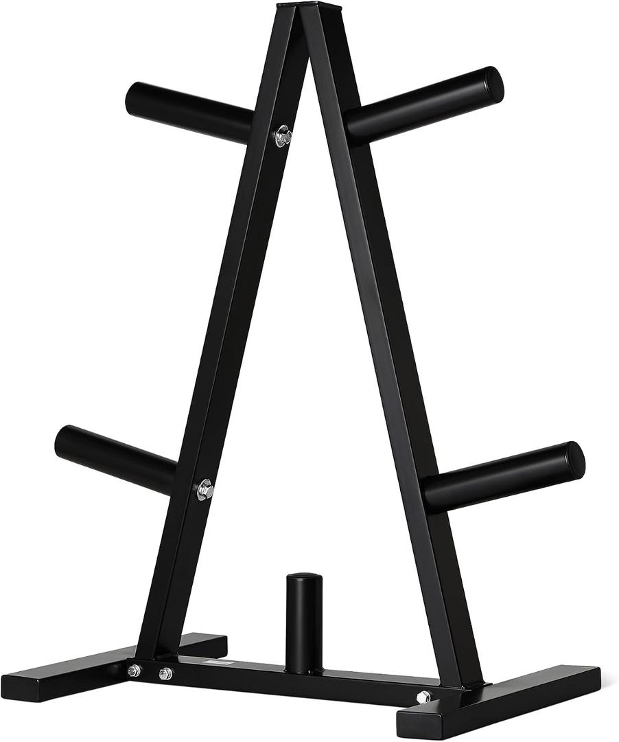 Amazon Basics Olympic 2-inch Weight Plate Tree Rack for Home Gym Storage, Space Saving Organizer