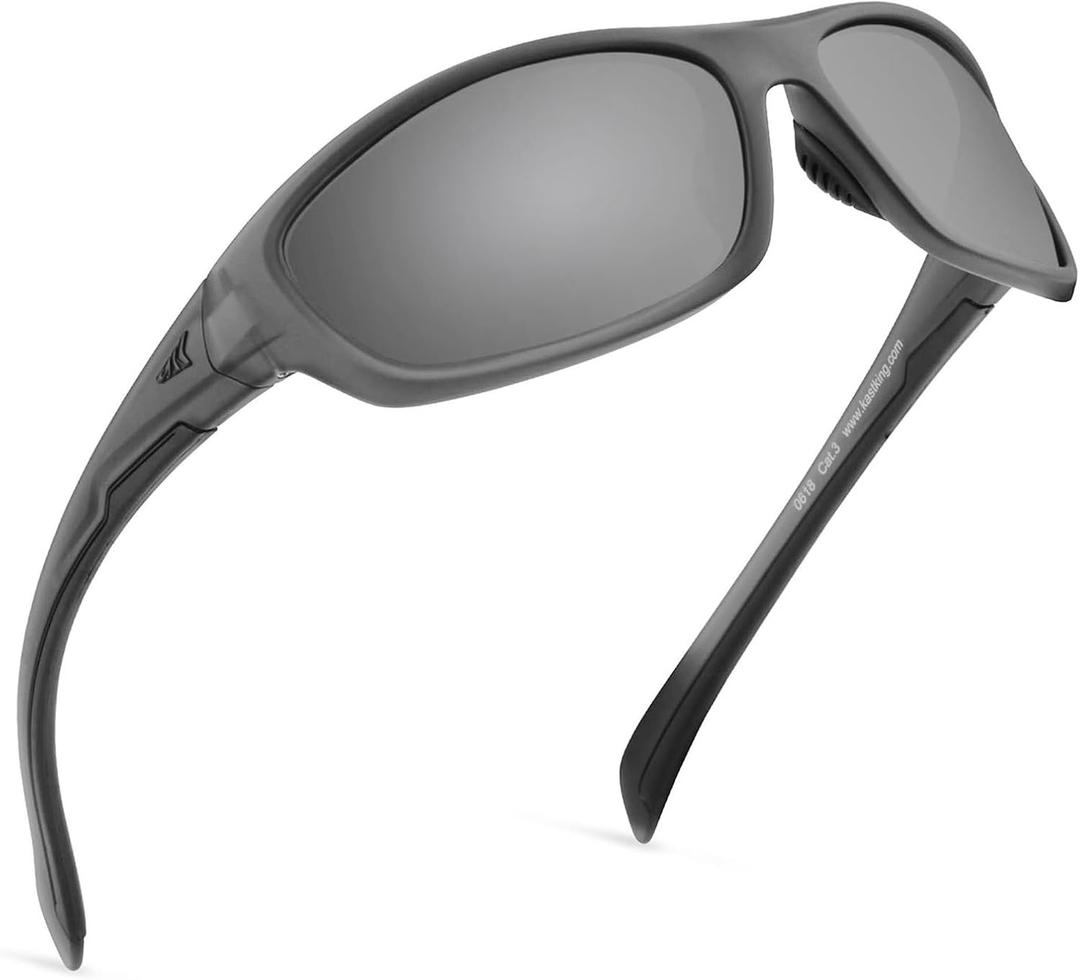 KastKing Hiwassee Polarized Sport Sunglasses for Men and Women, Matte Smoke Crystal Frame, Smoke Lens