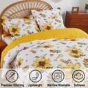 Cmfshape Floral Quilt Sets Bedspread Set,100% Cotton Yellow Sunflower Bedding Set,Reversible Lightweight Soft Bedspread Coverlet for All Season with 2 Pillow Shams(King 106"x96")