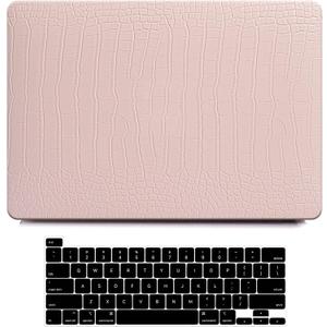 Funut for Crocodile MacBook Air 15 Inch Case M5 M4 M3 M2 2026 2025-2023 A3448 A3241 A3114 A2941, Elegant Luxury Crocodile Leather Plastic Hard Shell Case & Keyboard Cover, Pink