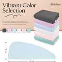 Lili&James 100% Cotton Hair Towel Wrap for Women & Kids 420 GSM Quick Dry Hair Turban with Double Button Loop, Anti Frizz Non Microfiber Hair Drying Towel for Curly, Long & Thick Hair (Blue+Pink), 10W X 26L
