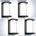 Juyace 18W Exterior Lighting Fixtures 4 Pack Budget-Friendly Outdoor Porch Lights Modern Black Sconces Wall Mount 1800Lm 6000K IP65 Waterproof for Garage House Patio Front Door Entryway
