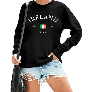 VILOVE St. Patrick’s Day Sweatshirt Women: Shamrock Sweatshirt Lucky Pullover Funny Luck Long Sleeve Tops Black, Medium
