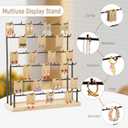 Earring Display for Vendors 6 Tier 42 Hooks Wood Earring Display Rack Holder for Earings Necklaces Rings Bracelets Keychains