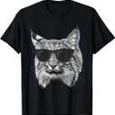 Cool Bobcat For Men Women Bobcats Sunglasses Animal Lover T-Shirt Men Small