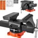 VEVOR Bench Vise, 8" Jaw Width, 8" Max Jaw Opening Multipurpose Vise with 360 Swivel Locking Base, 3.7" Throat Depth, Heavy Duty Ductile Iron Workbench Vise, Two-Way Jaws for Clamping Round Pipes