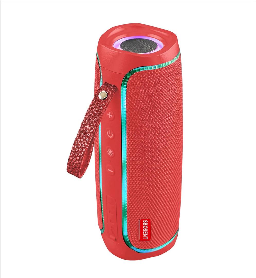 Bluetooth Portable Speaker,Wireless Bluetooth Speakers V5.1USB Card,Micro SD Card,Bluetooth Speaker with Lights,Wireless Speakers with Bluetooth for Outdoor,Indoor,Travel,Beach,Camping (Red)