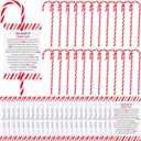 24 Sets Christmas Candy Cane Ornament and Candy Cane Meaning Story Cards Plastic Christmas Tree Hanging Ornaments Twisted Red and White Tree Decoration for Xmas Party Supplies