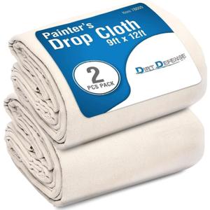 Pack of 2: All Purpose Canvas Drop Cloth Cotton Tarp 9x12 Large Canvas Tarp for Art Supplies, Drop Cloth for Painting Supplies/Paint Fabric or Couch Cover and Furniture Cover from Paint