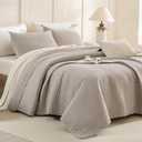 CozyTide Oversized King Bedspread 120x120,3Pcs Stone-Washed Cotton Extra Large Farmhouse Lightweight King Quilt Bedding Set Oversized Linen Colored Soft Summer California King Quilt Coverlet
