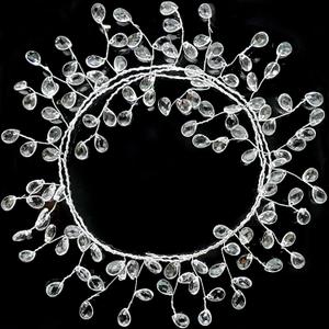 Jishi 20 FT Ice Wire Clear Crystal Teardrop Diamond Ice Beads Ornament Christmas Tree Decorations, Acrylic Plastic Teardrop Jewel String Branch Garland Strands for DIY Wreath Crafts