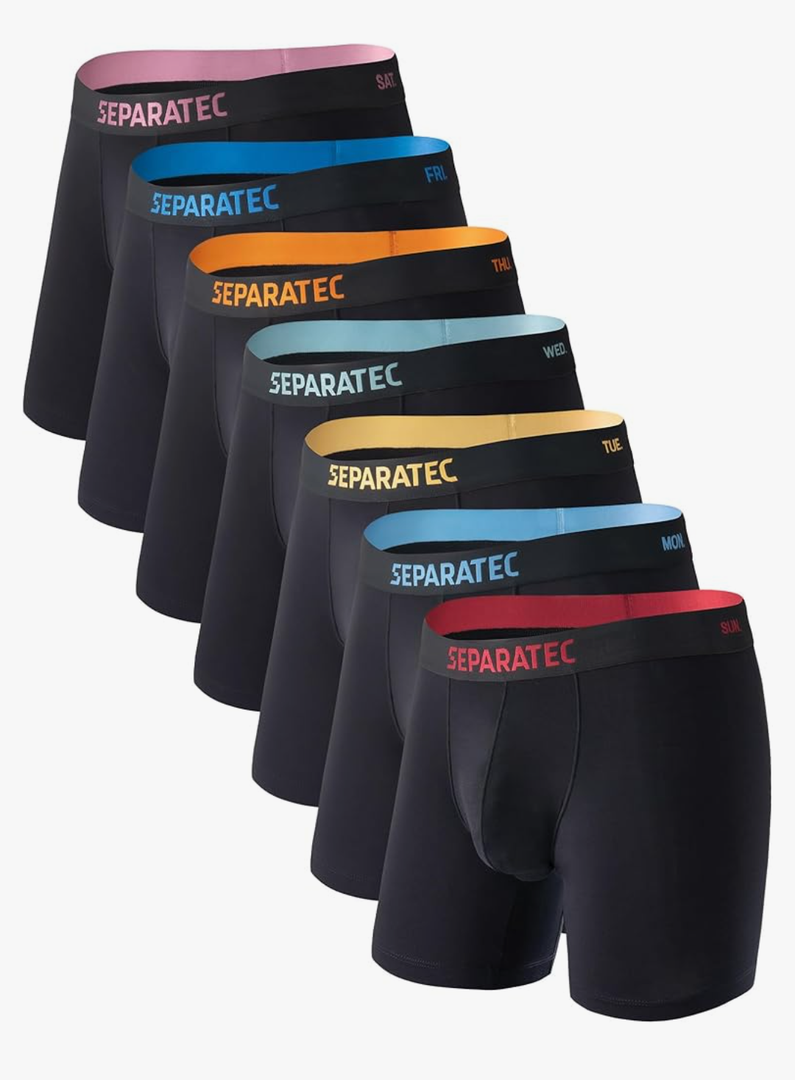 Separatec Dual Pouch Mens Underwear Breathable Cooling Rayon Made from Bamboo Underwear Men, Boxer Briefs and Trunks 7 Pack, XXL