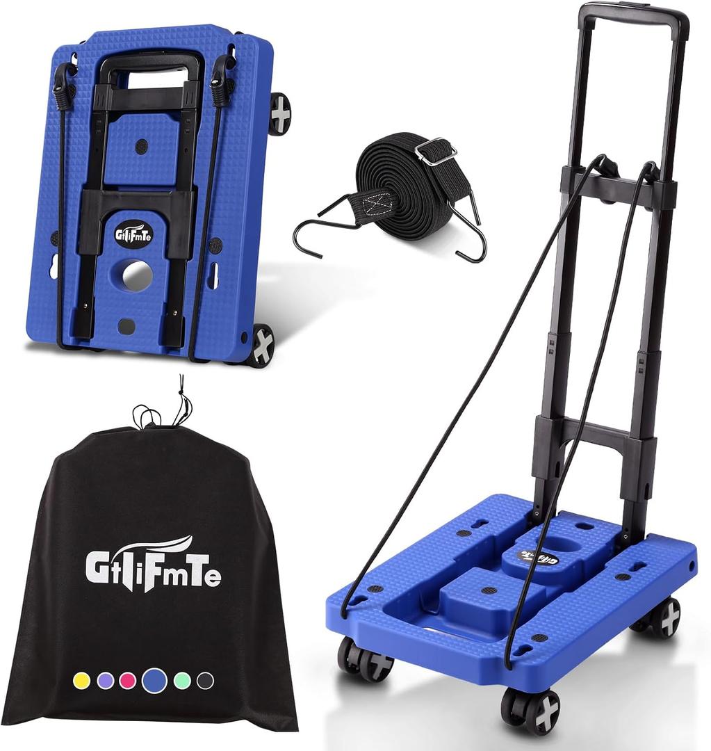 Folding Hand Truck Lightweight Hand Truck Dolly Foldable,Luggage cart with 4 Rotate Wheels, Utility Cart with Adjustable Handle,Collapsible Dolly for Moving